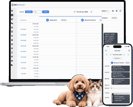 PetConnect calendar dashboard for pet grooming salons